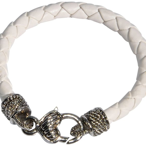 2PCS, LEATHER BRACELET WITH SILVER 2 SIDED HEART - Picture 4 of 9